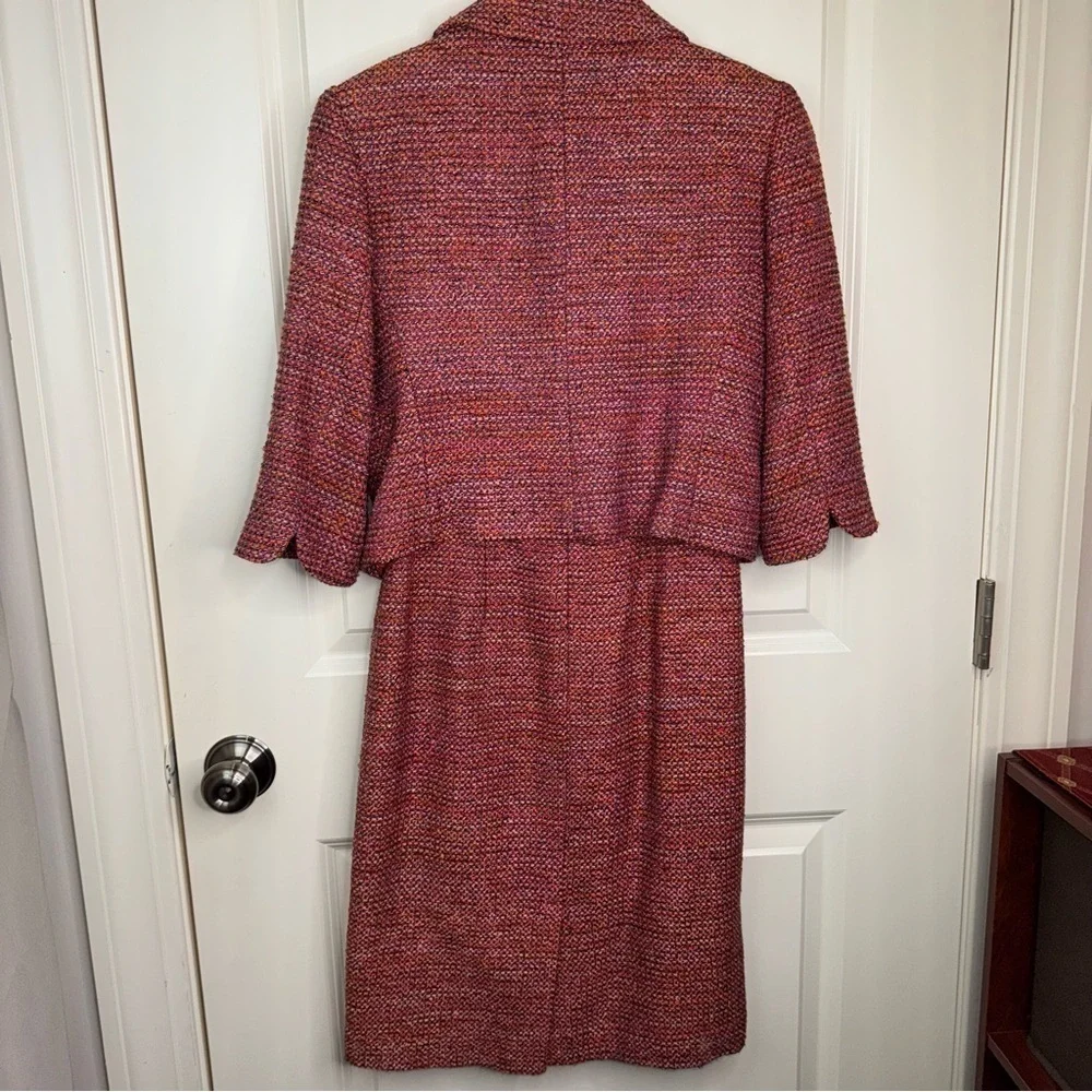 Vintage Talbots two-piece silk blend tweed sheath dress and jacket size 2 petite